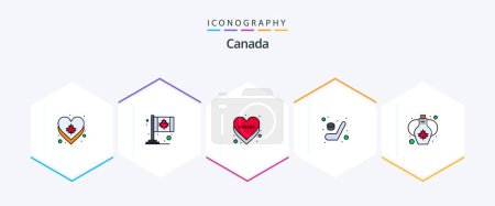 Téléchargez les illustrations : Canada 25 FilledLine icon pack including vase. sport. love. hockey. canada - en licence libre de droit