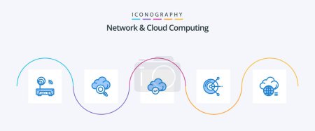 Illustration for Network And Cloud Computing Blue 5 Icon Pack Including light. cloud. safe. hard drive disk. computing - Royalty Free Image