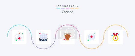 Téléchargez les illustrations : Canada Flat 5 Icon Pack Including reward. badge. alpine. flag. canada - en licence libre de droit