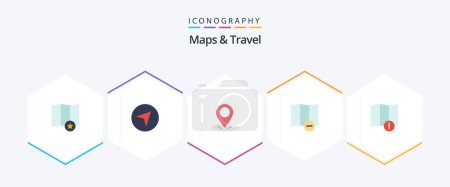 Ilustración de Maps and Travel 25 Flat icon pack including . pin. . map - Imagen libre de derechos