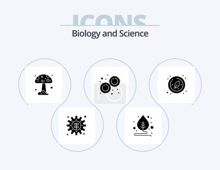 Illustration for Biology Glyph Icon Pack 5 Icon Design. circle. leaf. mushroom. biology. laboratory - Royalty Free Image