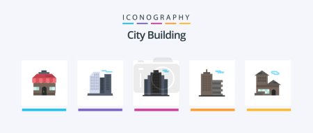 Ilustración de City Building Flat 5 Icon Pack Including office. bank account. estate. bank. corporation. Creative Icons Design - Imagen libre de derechos