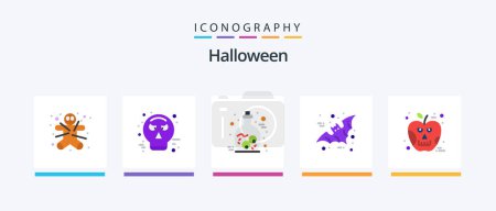 Illustration for Halloween Flat 5 Icon Pack Including halloween. scary. eye. halloween. bat. Creative Icons Design - Royalty Free Image