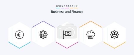 Illustration for Finance 25 Line icon pack including . gear. budget. settings. business - Royalty Free Image