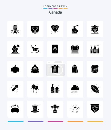 Téléchargez les illustrations : Creative Canada 25 Glyph Solid Black icon pack  Such As wheel. ferris. diamond. wood. log - en licence libre de droit