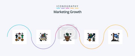 Ilustración de Marketing Growth Line Filled Flat 5 Icon Pack Including marketing. growth. marketing. chart. marketing icon - Imagen libre de derechos