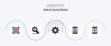 Téléchargez les illustrations : Web And Social Media Line Filled Flat 5 Icon Pack Including . cell. gear. text. user - en licence libre de droit