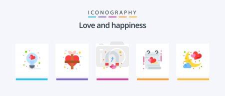 Téléchargez les illustrations : Love Flat 5 Icon Pack Including date. heart. attract. event. romance. Creative Icons Design - en licence libre de droit