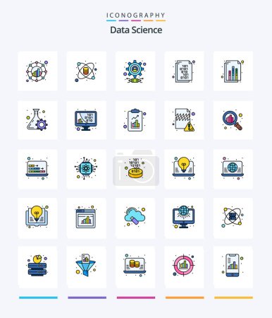 Illustration for Creative Data Science 25 Line FIlled icon pack  Such As document. document. science. binary code. user - Royalty Free Image