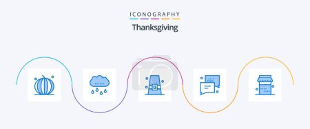Illustration for Thanks Giving Blue 5 Icon Pack Including sms. you. thanksgiving. thank. fall - Royalty Free Image