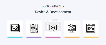 Illustration for Device And Development Line 5 Icon Pack Including design. picture. computer . image. frame. Creative Icons Design - Royalty Free Image