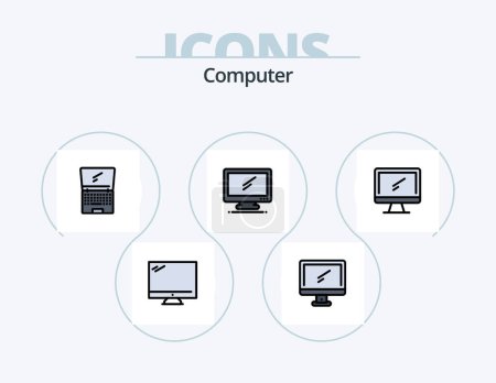 Ilustración de Línea de ordenador llenado Icon Pack 5 Icon Diseño. . - Imagen libre de derechos
