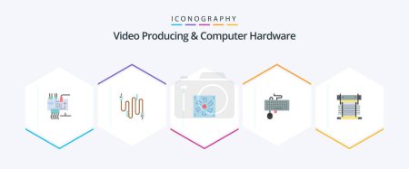 Illustration for Video Producing And Computer Hardware 25 Flat icon pack including mouse. interface. communication. device. device - Royalty Free Image
