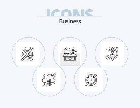 Ilustración de Business Line Icon Pack 5 Icon Design. partnership. agreement. conference. launch. start - Imagen libre de derechos