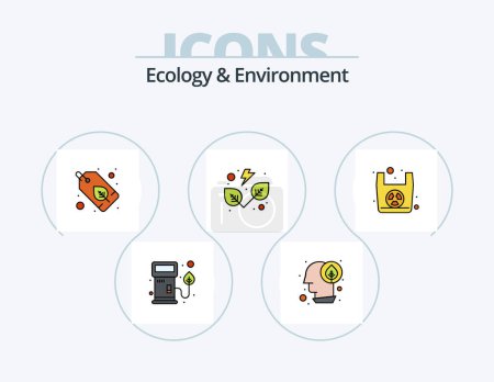 Téléchargez les illustrations : Ecology And Environment Line Filled Icon Pack 5 Icon Design. petrol. nozzle. co ecology. reuse. ecology - en licence libre de droit