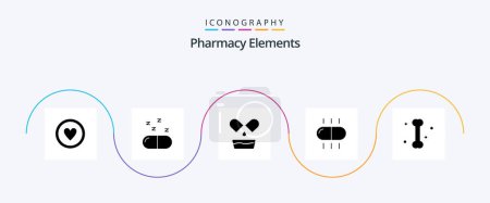 Ilustración de Pharmacy Elements Glyph 5 Icon Pack Including . pills. medicine - Imagen libre de derechos