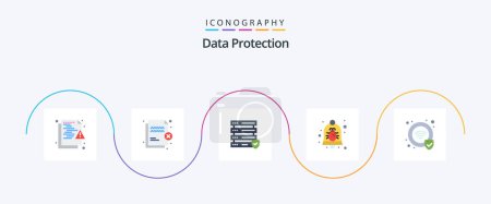Illustration for Data Protection Flat 5 Icon Pack Including security. bell. security. alarm. server - Royalty Free Image