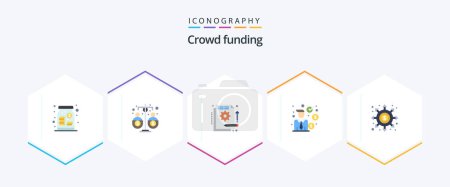 Ilustración de Crowdfunding 25 Flat icon pack including finance. investment. income. businessman. in - Imagen libre de derechos