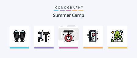 Illustration for Summer Camp Line Filled 5 Icon Pack Including . travel. motorhome. camper. Creative Icons Design - Royalty Free Image
