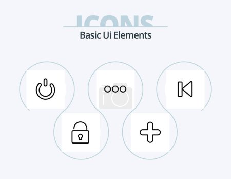 Illustration for Basic Ui Elements Line Icon Pack 5 Icon Design. sign. squares. alert. shape. web - Royalty Free Image