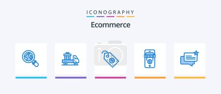 Illustration for Ecommerce Blue 5 Icon Pack Including shop. ecommerce. label. chat. shop. Creative Icons Design - Royalty Free Image