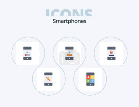 Téléchargez les illustrations : Smartphones Flat Icon Pack 5 Icon Design. locked. password. calling. lock. telephone - en licence libre de droit