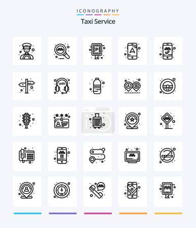 Illustration for Creative Taxi Service 25 OutLine icon pack  Such As navigation. mobile app. sign. online cab booking. navigation - Royalty Free Image