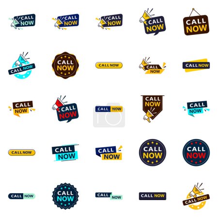 Ilustración de 25 High quality Typographic Designs for a professional call to action Call Now - Imagen libre de derechos