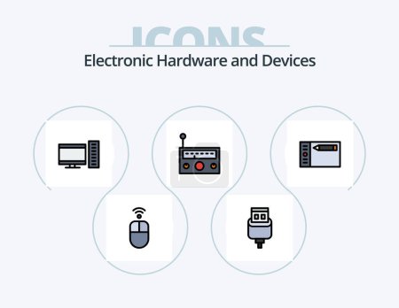 Ilustración de Devices Line Filled Icon Pack 5 Icon Design. hardware. math. design. device. calculate - Imagen libre de derechos