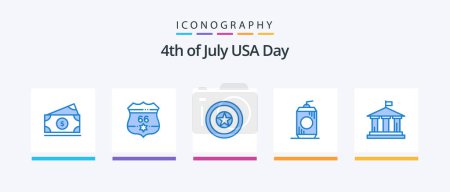 Illustration for Usa Blue 5 Icon Pack Including flag. usa. holiday. drink. bottle. Creative Icons Design - Royalty Free Image