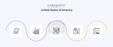 Téléchargez les illustrations : Usa Line 5 Icon Pack Including american. wisconsin. independence. usa. map - en licence libre de droit