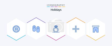Téléchargez les illustrations : Holidays 25 Blue icon pack including swimming. holiday. present. beach. snowflake - en licence libre de droit