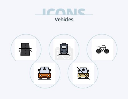 Illustration for Vehicles Line Filled Icon Pack 5 Icon Design. minus. delete. transportation. car. minibus - Royalty Free Image