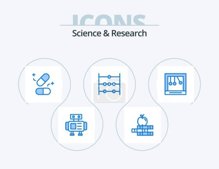 Illustration for Science Blue Icon Pack 5 Icon Design. . newton. tablets. cradle. science - Royalty Free Image