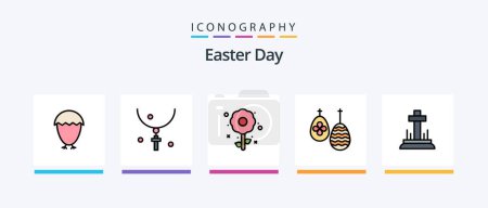 Ilustración de Easter Line Filled 5 Icon Pack Including . easter. egg. basket. easter. Creative Icons Design - Imagen libre de derechos