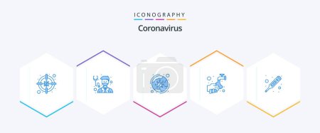 Illustration for Coronavirus 25 Blue icon pack including bubble. washing. medicine. medical. covid - Royalty Free Image