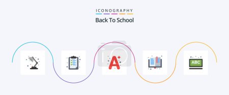 Ilustración de Back To School Flat 5 Icon Pack Including abc. library. a. education. back to school - Imagen libre de derechos