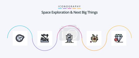 Illustration for Space Exploration And Next Big Things Line Filled Flat 5 Icon Pack Including biology. apple. robot. medical. future - Royalty Free Image