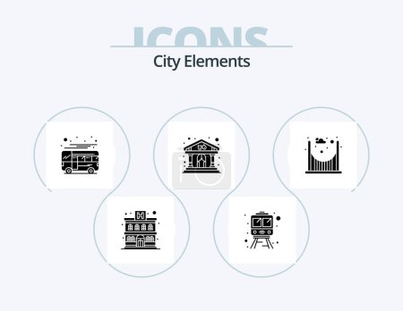 Illustration for City Elements Glyph Icon Pack 5 Icon Design. passage. bridge. coach. building. show - Royalty Free Image