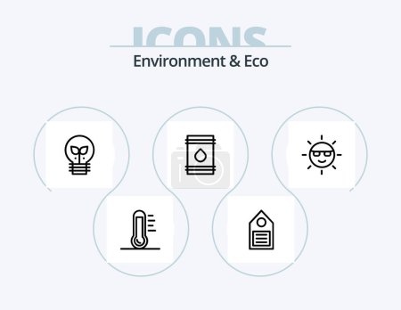 Téléchargez les illustrations : Environment And Eco Line Icon Pack 5 Icon Design. nature. environment. tree. eco. environment - en licence libre de droit