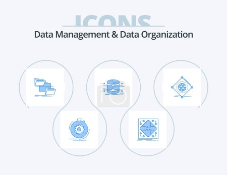 Ilustración de Data Management And Data Organization Blue Icon Pack 5 Icon Design. architecture. database. matrix. copy. management - Imagen libre de derechos