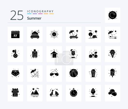 Illustration for Summer 25 Solid Glyph icon pack including nature. camping. sun. adventure. sun - Royalty Free Image