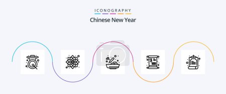 Téléchargez les illustrations : Chinese New Year Line 5 Icon Pack Including china. new year. new year. luck. soup - en licence libre de droit