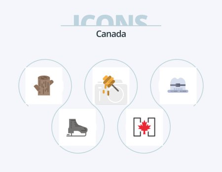 Téléchargez les illustrations : Canada Flat Icon Pack 5 Icon Design. canada. cap. leaf. honey. bee - en licence libre de droit