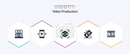Illustration for Video Production 25 FilledLine icon pack including movie tickets. cinema tickets. speaker. vision. imagination - Royalty Free Image