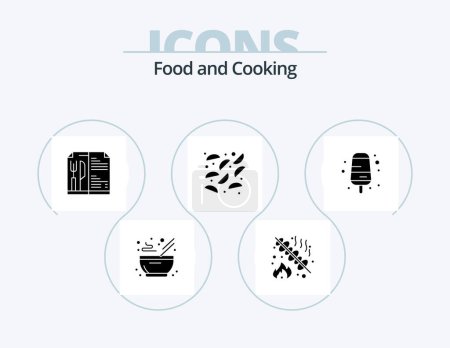 Ilustración de Food Glyph Icon Pack 5 Icon Design. . food. food. cream. fried - Imagen libre de derechos