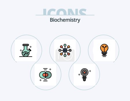 Téléchargez les illustrations : Biochemistry Line Filled Icon Pack 5 Icon Design. biochemistry. find. biochemistry. lab. laboratory - en licence libre de droit