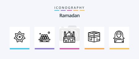 Téléchargez les illustrations : Ramadan Line 5 Icon Pack Including ramadan. muslim. gift. mat. ramadan. Creative Icons Design - en licence libre de droit