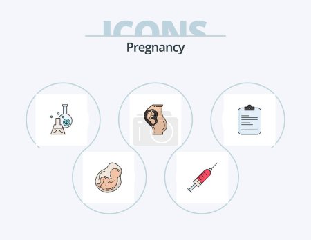 Illustration for Pregnancy Line Filled Icon Pack 5 Icon Design. venus. beat. baby. pulse. heart - Royalty Free Image