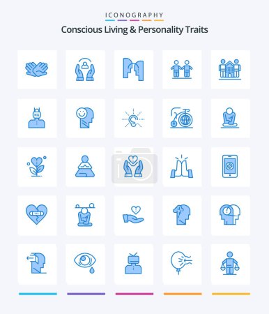 Ilustración de Creative Concious Living And Personality Traits 25 Blue icon pack  Such As group. friends. people. best. mind - Imagen libre de derechos